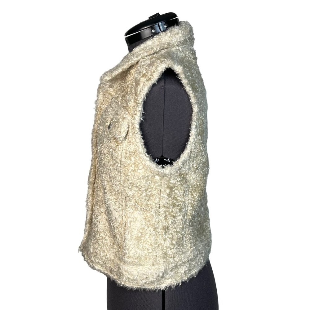 Gap Sherpa Teddy Vest Snap-Front White Sz. S - Picture 3 of 8